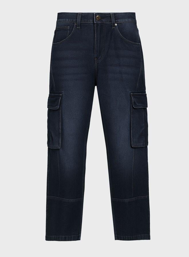 The Indian Garage Co Men Relaxed Fit Solid Cargo Pocket Mid-Rise Jeans - Image 3